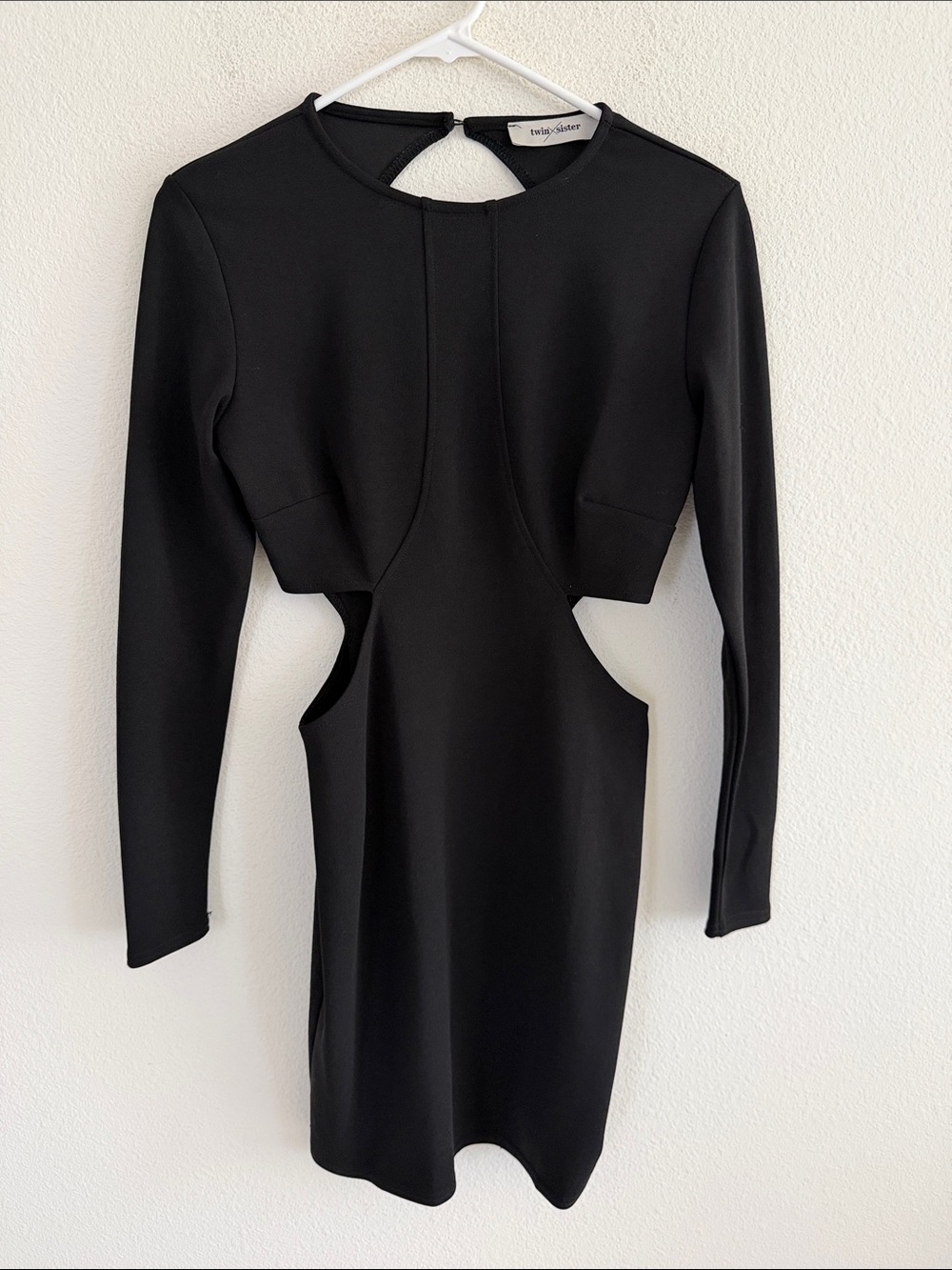 Twin Sister Black Long-Sleeve Cutout Cocktail Black Mini Dress